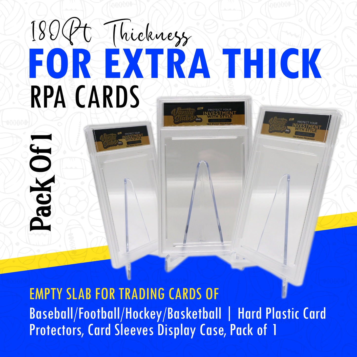 Clear plastic vanity slabs holder for personalized label display of vanity slab trading cards