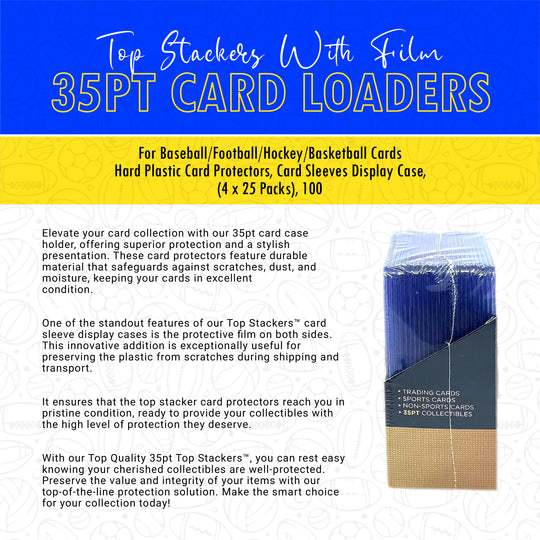100 Vanity Slabs Premium Top Stackers w/ Film 35pt Card Loaders