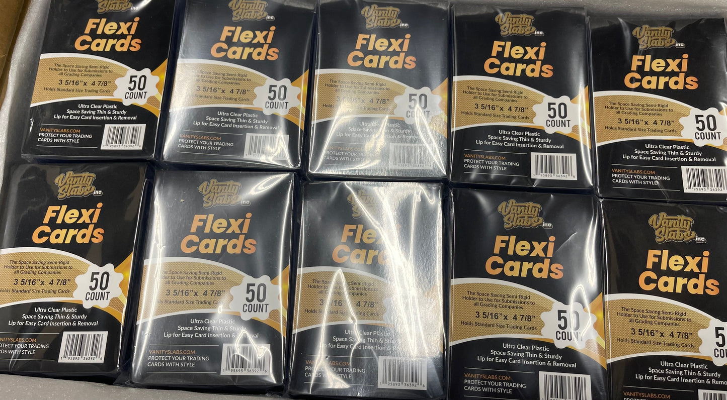 Packages of vsi flexi cards semi rigid savers for hockey basketball and baseball football cards
