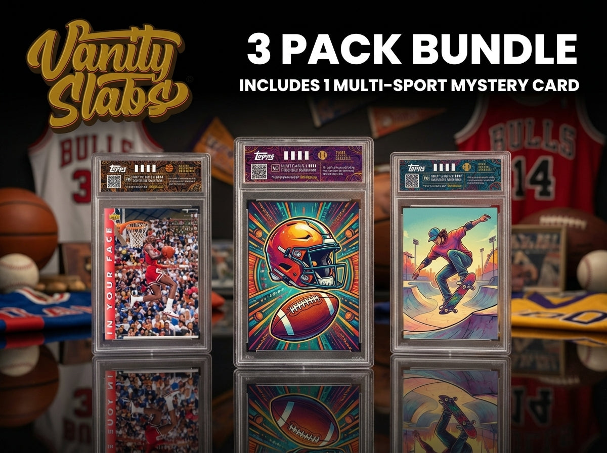 Vanity Slabs 3 Pack Slab Bundle for Standard 35pt Trading Cards includes Free Random Mystery Card