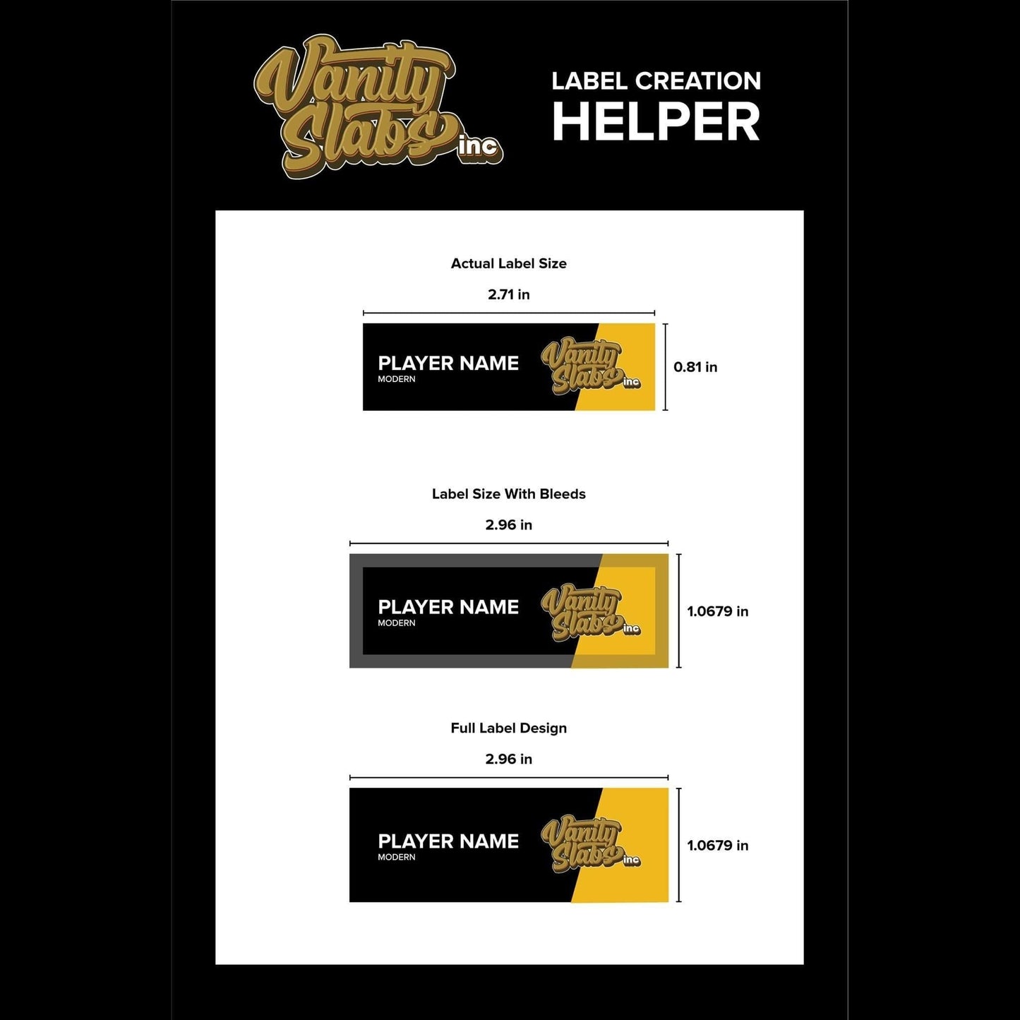 Label creation helper with label size examples for Baseball Designs on Horizontal Labels Sheets