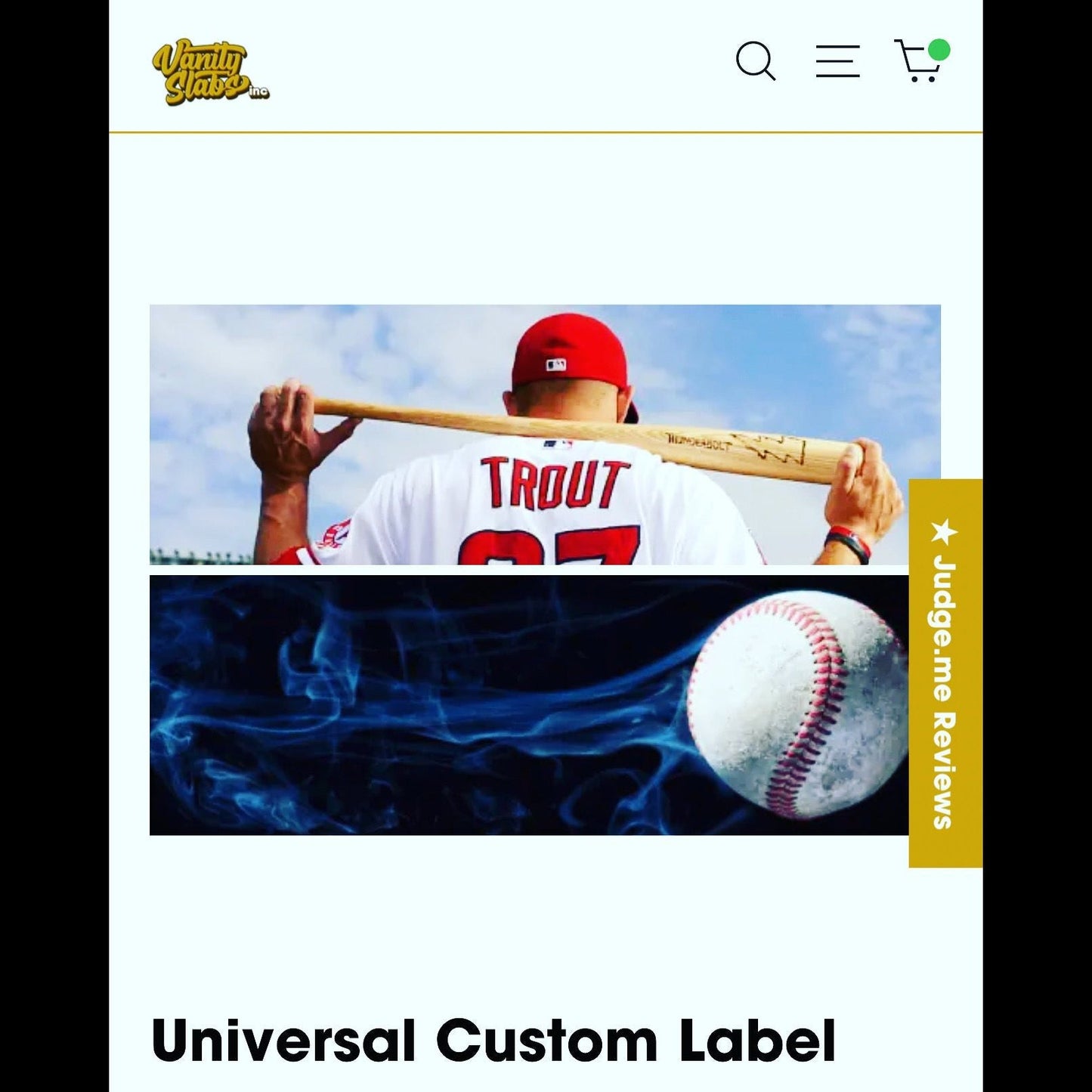 Baseball-themed custom label for vanity slabs and great party favors on Universal Custom Label v2