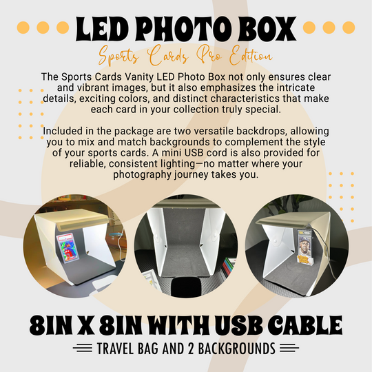 Sports Cards Vanity LED Photo Box Size Small (8in by 8in) for Baseball Football Hockey Basketball