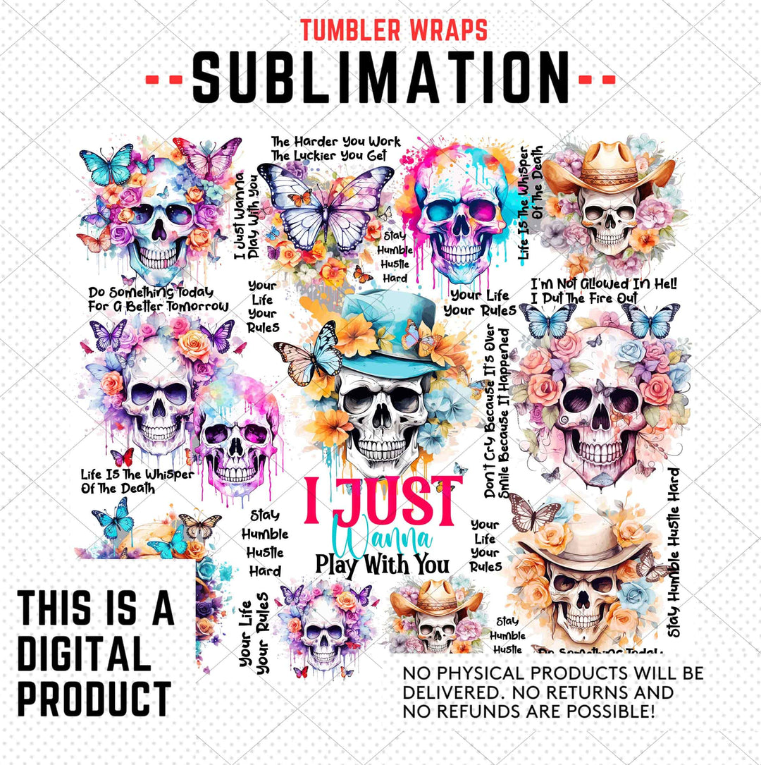 Skull Sublimation Tumbler Wrap
