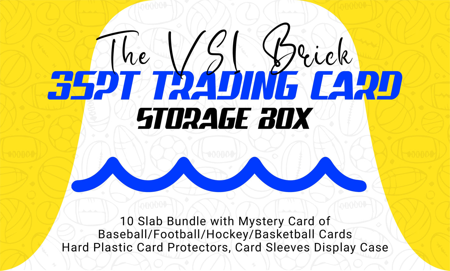 Trading card storage box with personalized label display and random mystery card included