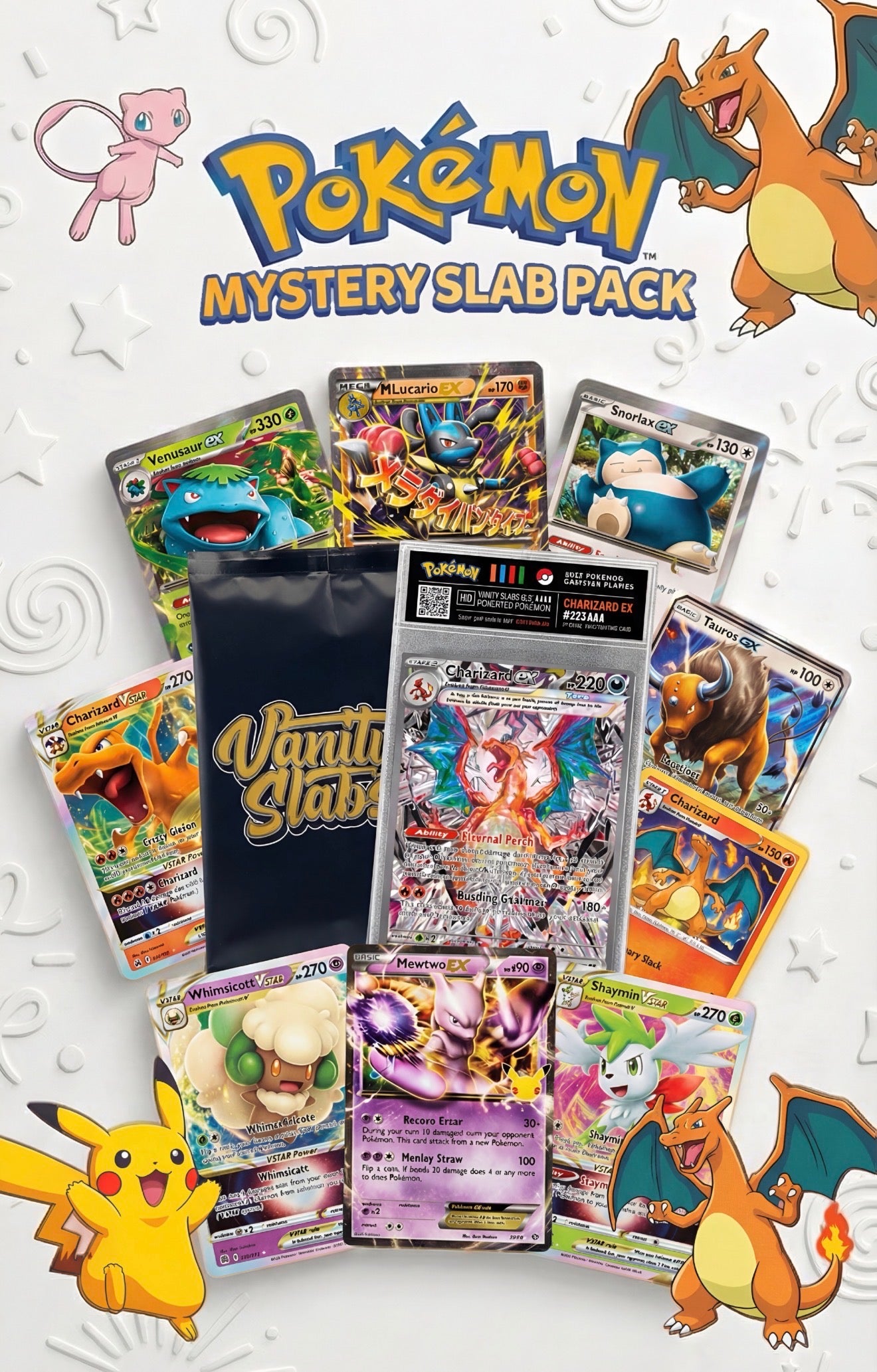 Pokémon Mystery Slab Pack – Slab Hit + EX Card + 10 Holo Cards