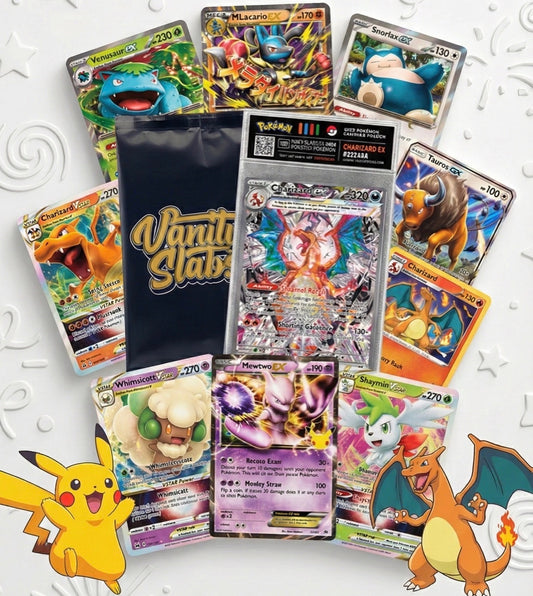 Pokémon Mystery Slab Celebration Pack – Slabbed Card + EX Bonus + 10 Holo Cards