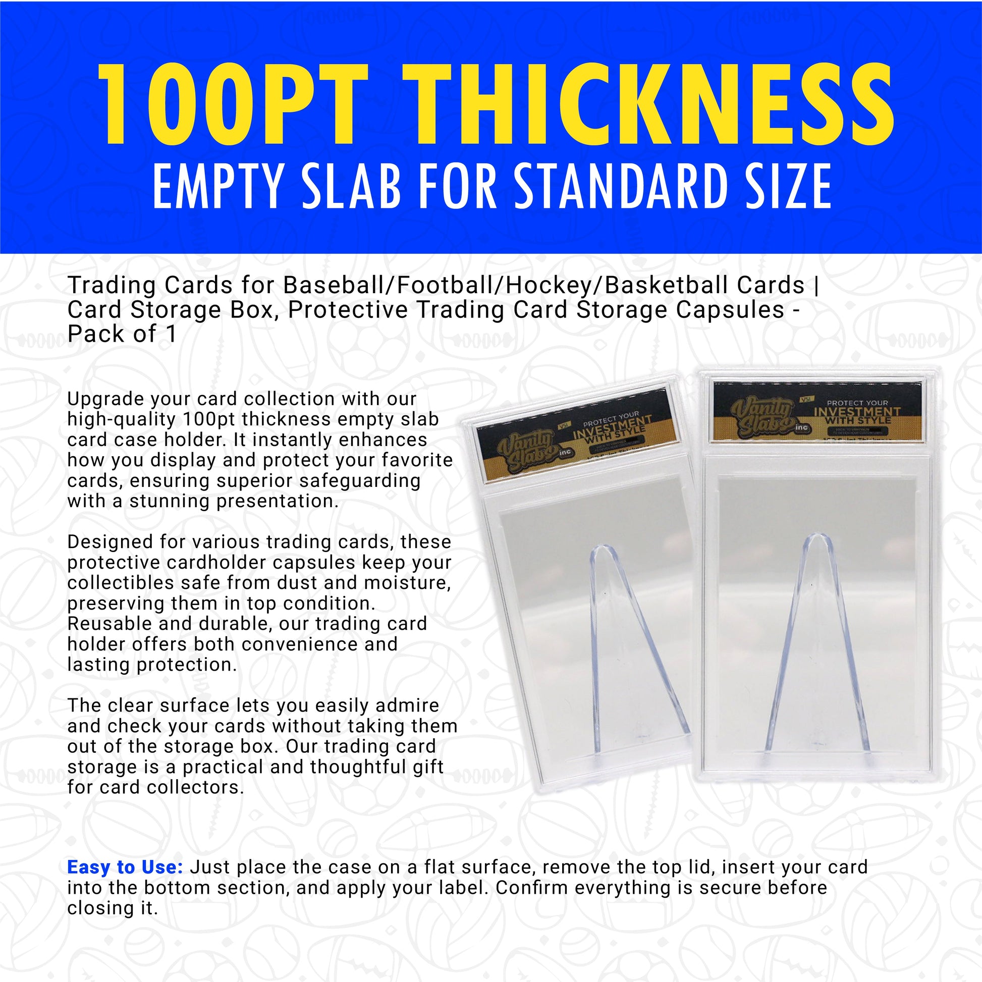 Vanity Slabs Holder 100pt Thickness for Trading Cards Vanity Slabs Inc Vanity Slabs Holder 100pt Thickness for Trading Cards Vanity Slabs Inc