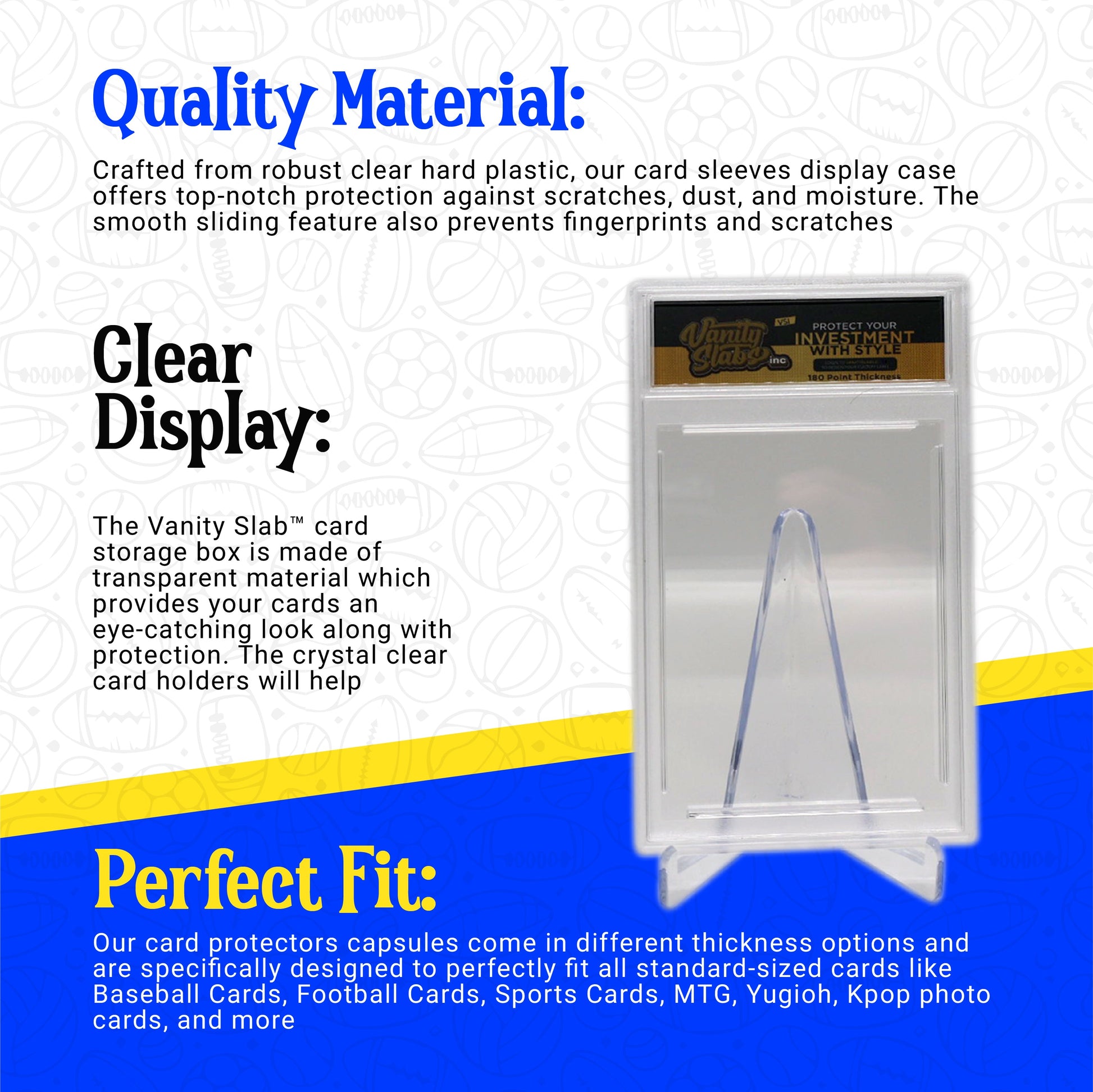 Vanity Slabs Holder 180pt Thickness for Extra Thick RPA Cards Empty Slab for Very Thick Trading Cards for Baseball Football Hockey Basketball Cards Vanity Slabs Holder 180pt Thickness for Extra Thick RPA Cards Empty Slab for Very Thick Trading Cards for Baseball Football Hockey Basketball Cards