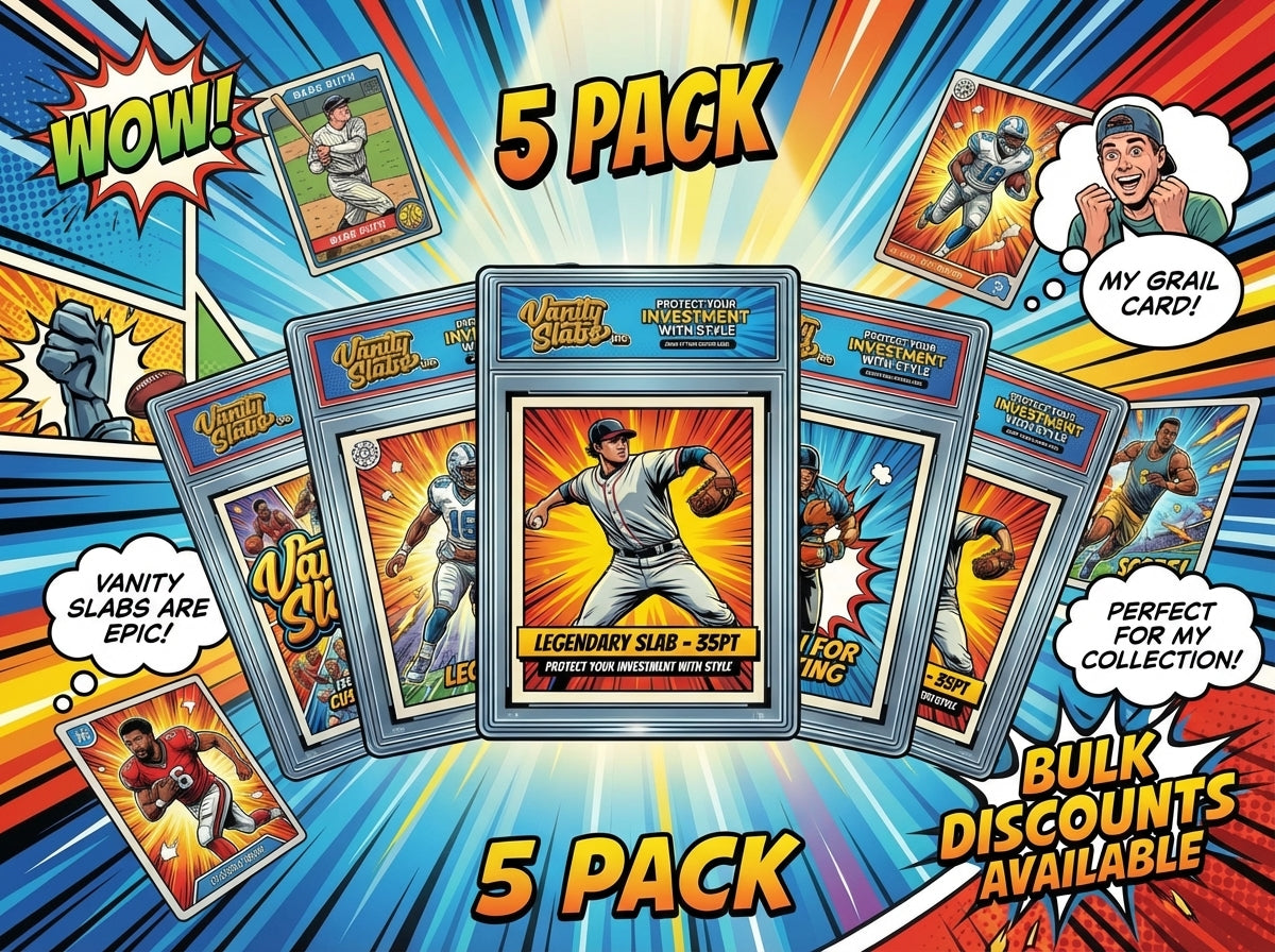Vanity Slabs 5 Pack Bundle for Standard with Mystery Card Baseball Football Hockey Basketball