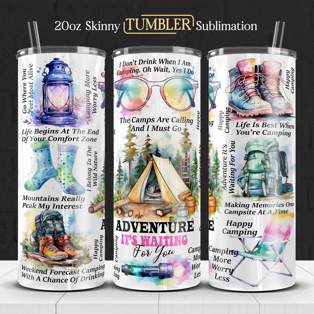 Camping Sublimation Wraps For Tumblers