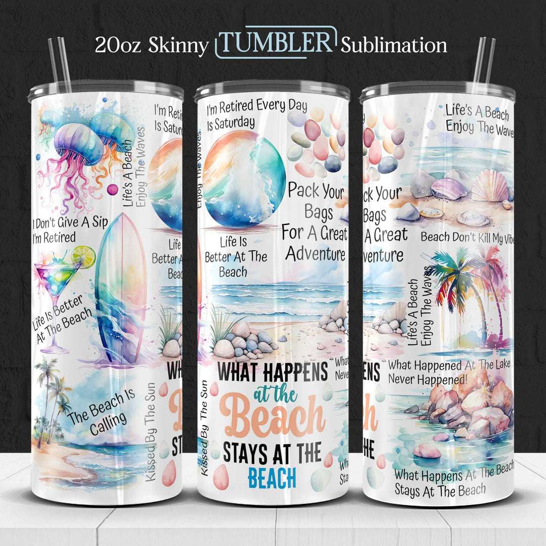 Watercolor Sublimation Beach Tumbler Wrap