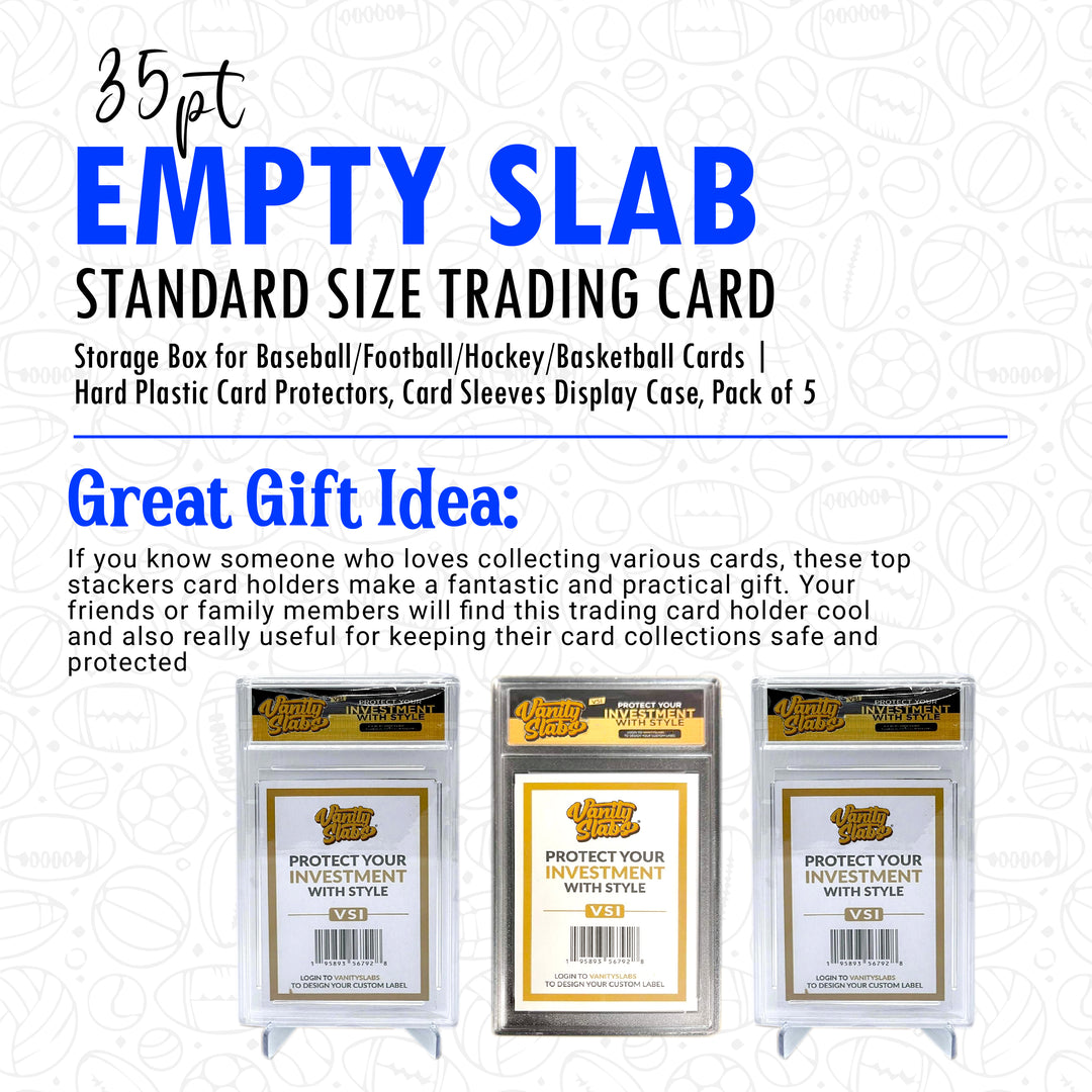Vanity Slabs 5 Pack Bundle for Standard with Mystery Card Baseball Football Hockey Basketball