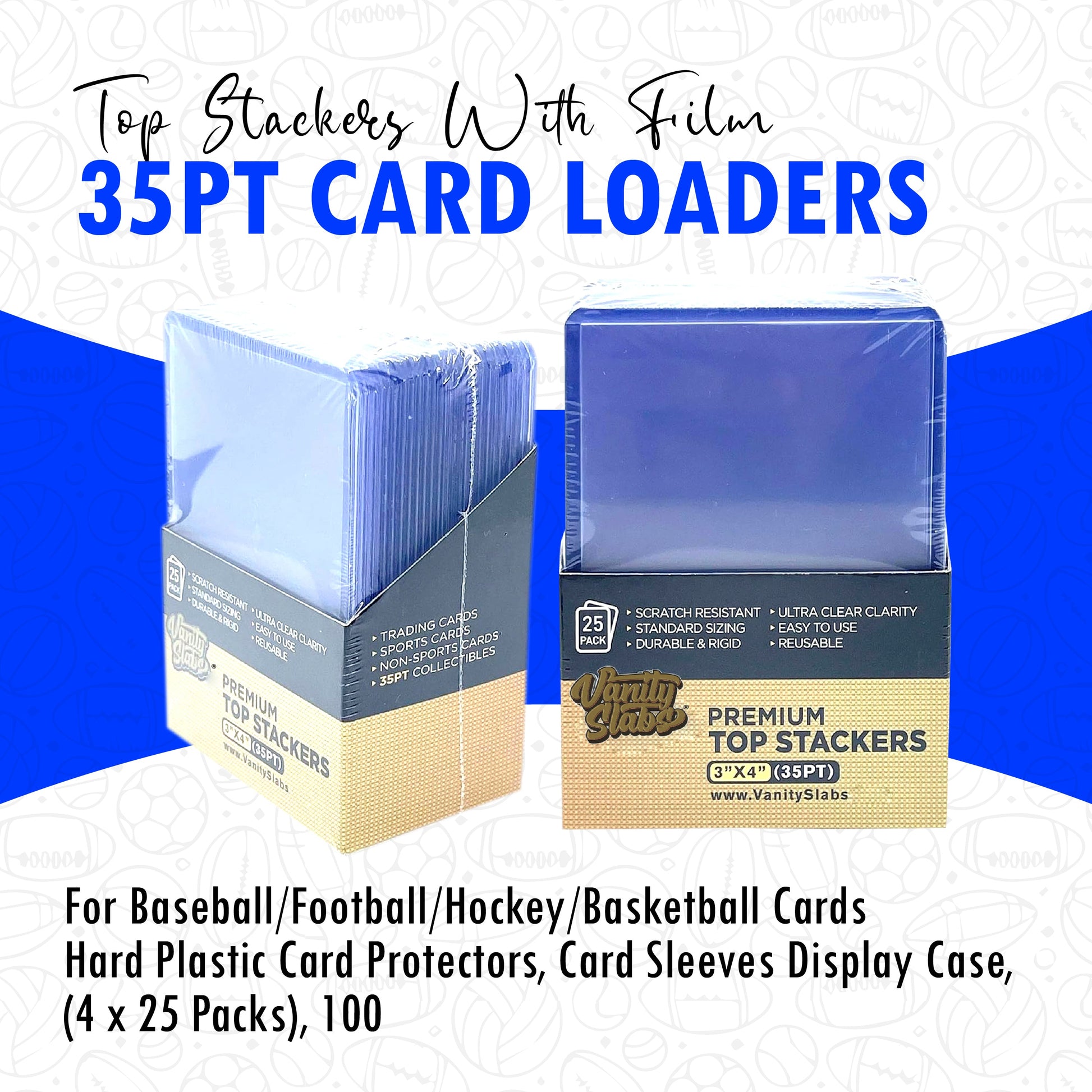 Card loader packs for hockey basketball and vanity slabs with 35pt card loaders