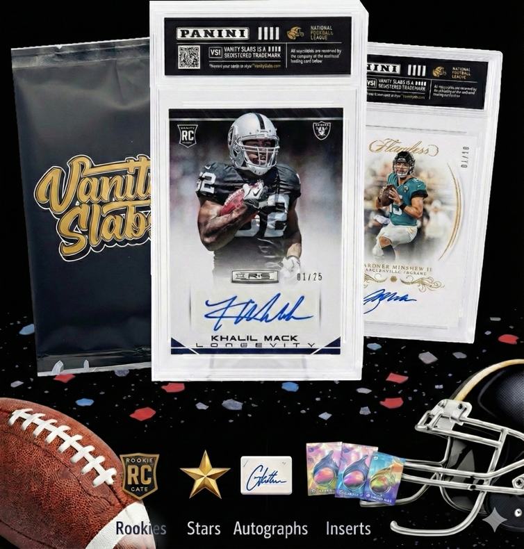 Vanity Slabs® Football Mystery Pack— Slabbed Trading Card (Panini, Topps & Fleer May Appear)