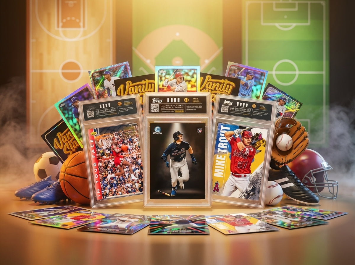 Vanity Slabs 3 Pack Slab Bundle for Standard 35pt Trading Cards includes Free Random Mystery Card