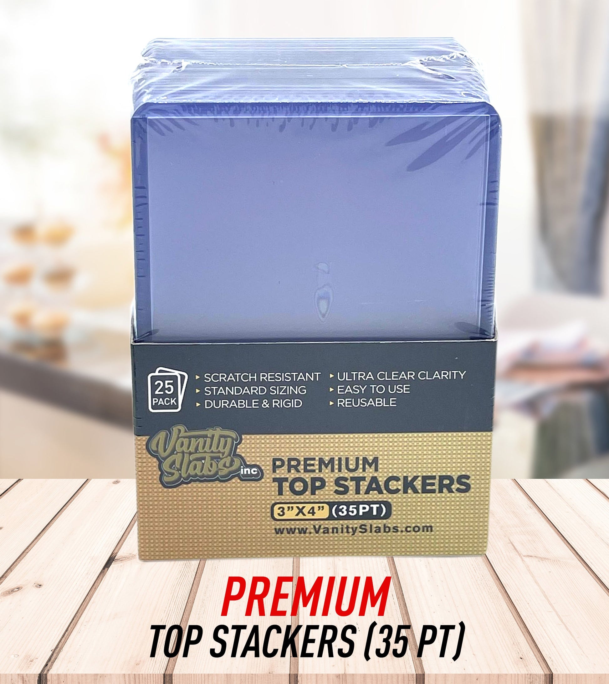 Pack of clear rigid 35pt card loaders for hockey and basketball cards, ideal for vanity slabs