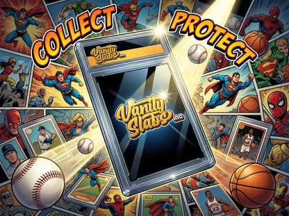 Vanity Slabs Retail Bundle 1 x Slab, Book Case, Pick & One Random Mystery Card Baseball Football Hockey or Basketball