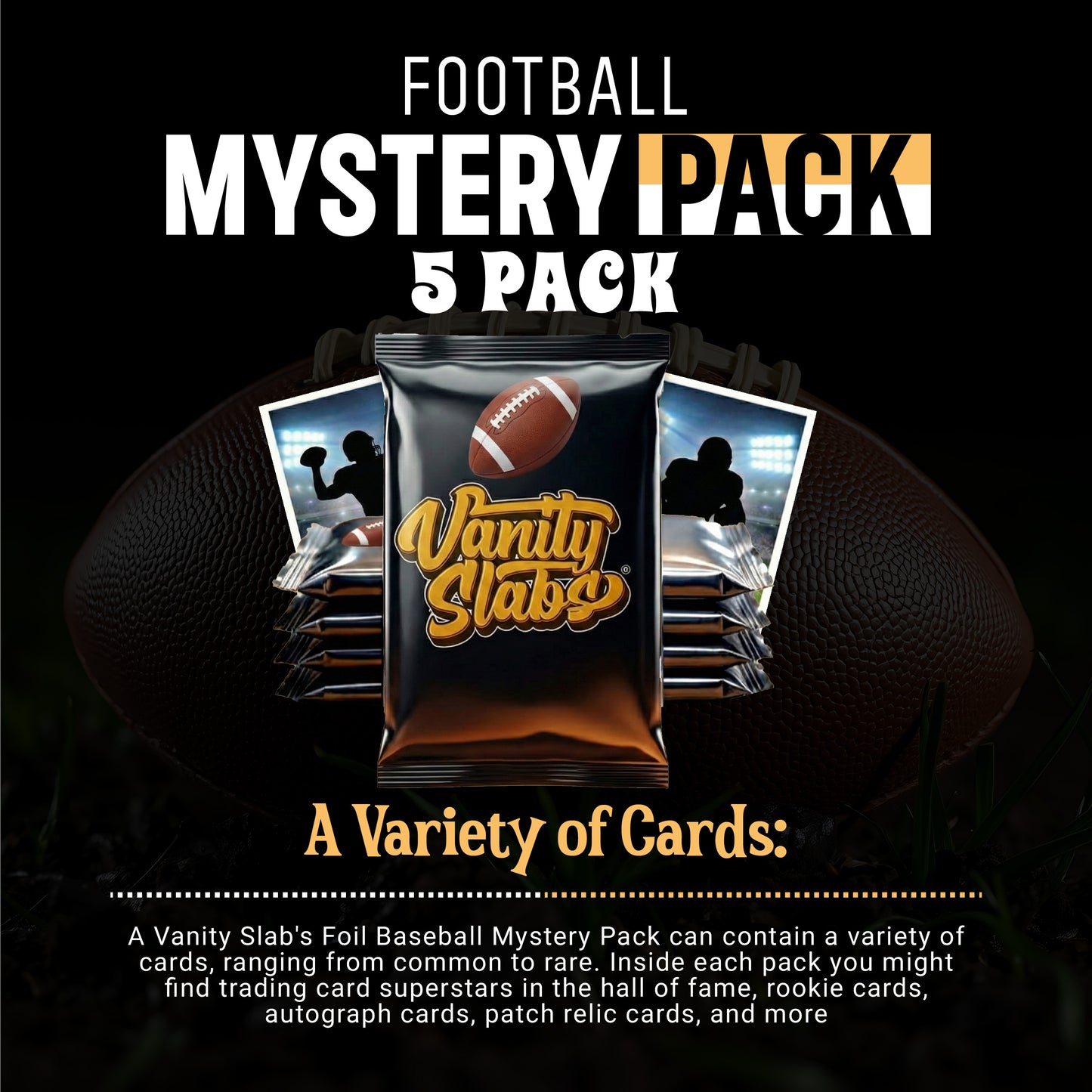 Football Mystery 5 Packs (Random Relic & Rookie Trading Cards)
