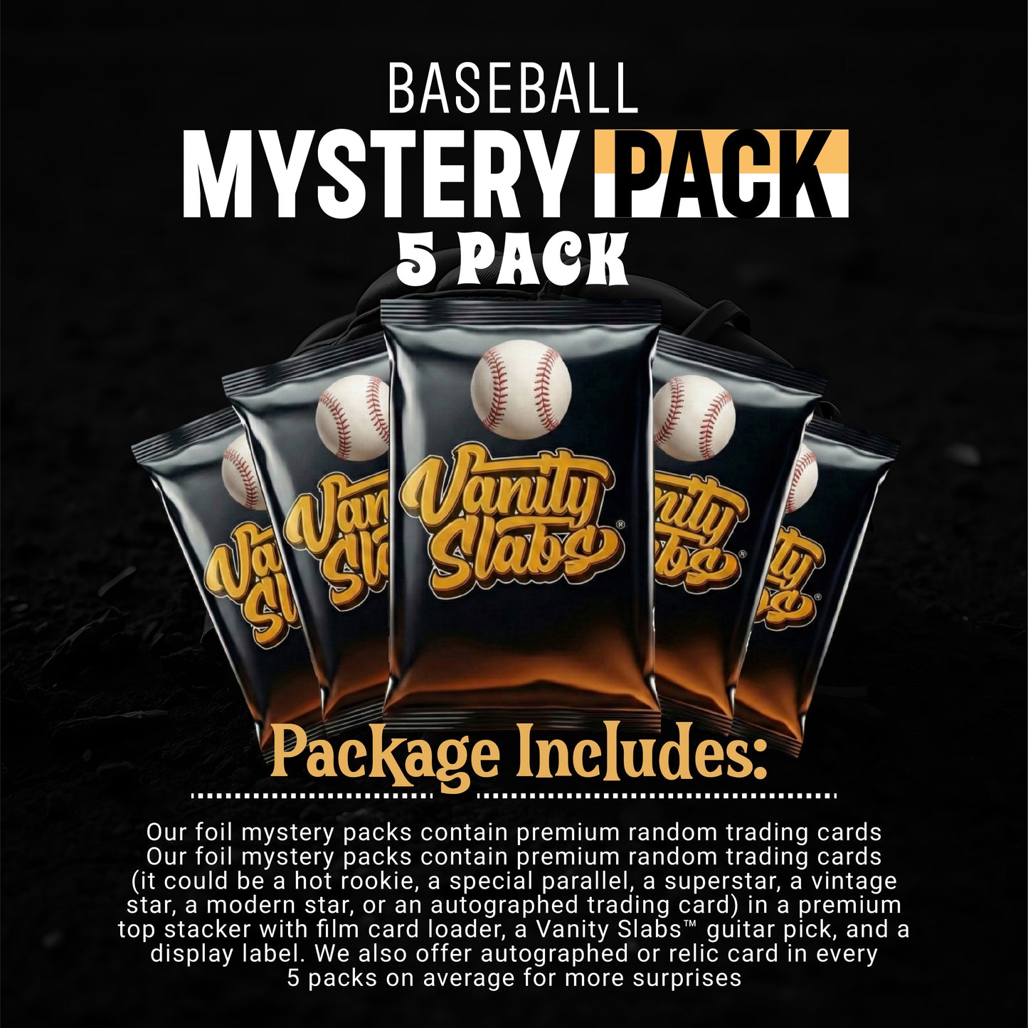 Baseball Mystery 5 Packs (Random Relic & Rookies Trading Cards)
