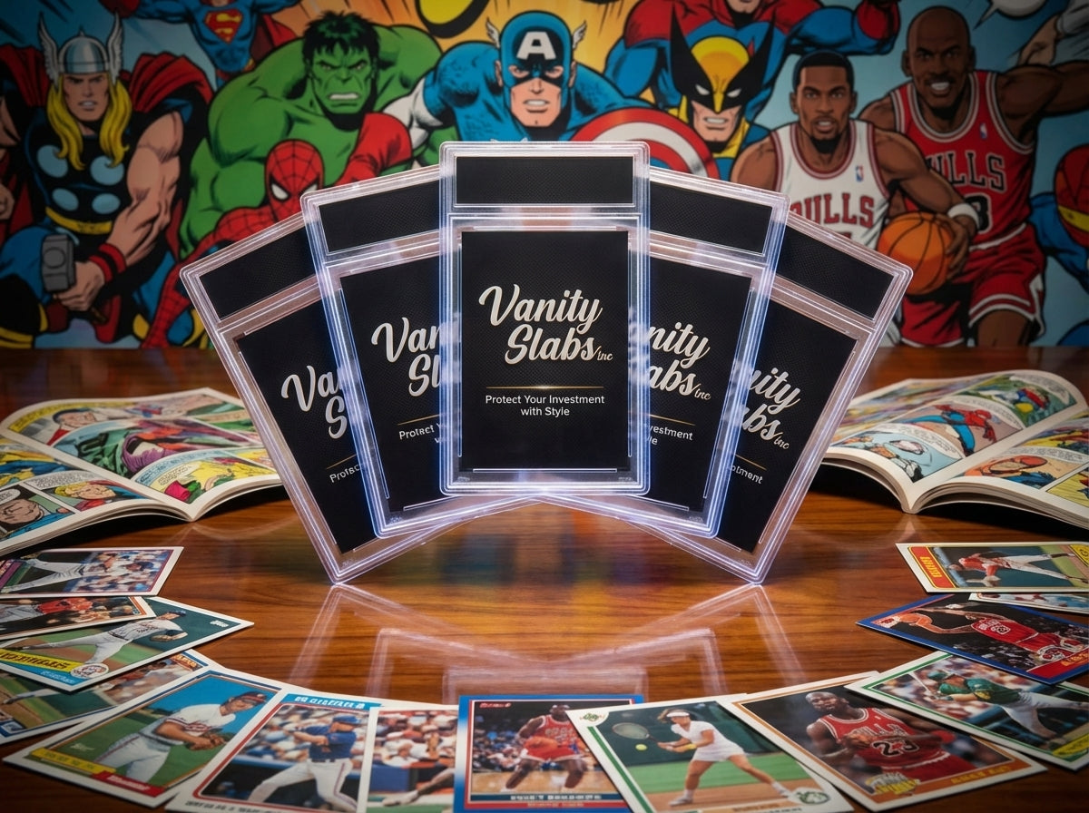 Vanity Slabs 5 Pack Bundle for Standard with Mystery Card Baseball Football Hockey Basketball