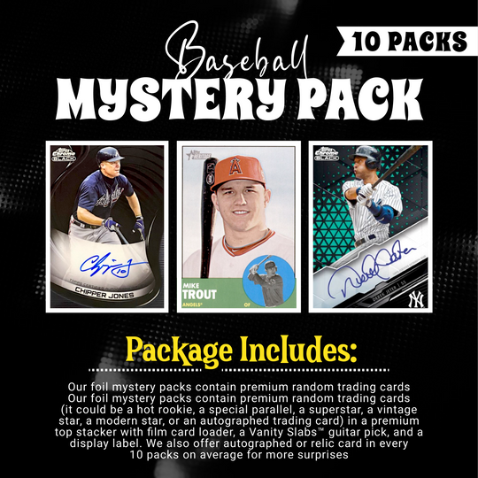 Baseball Mystery 10 Packs (Random Autographed, Relic & Rookies Trading Cards)
