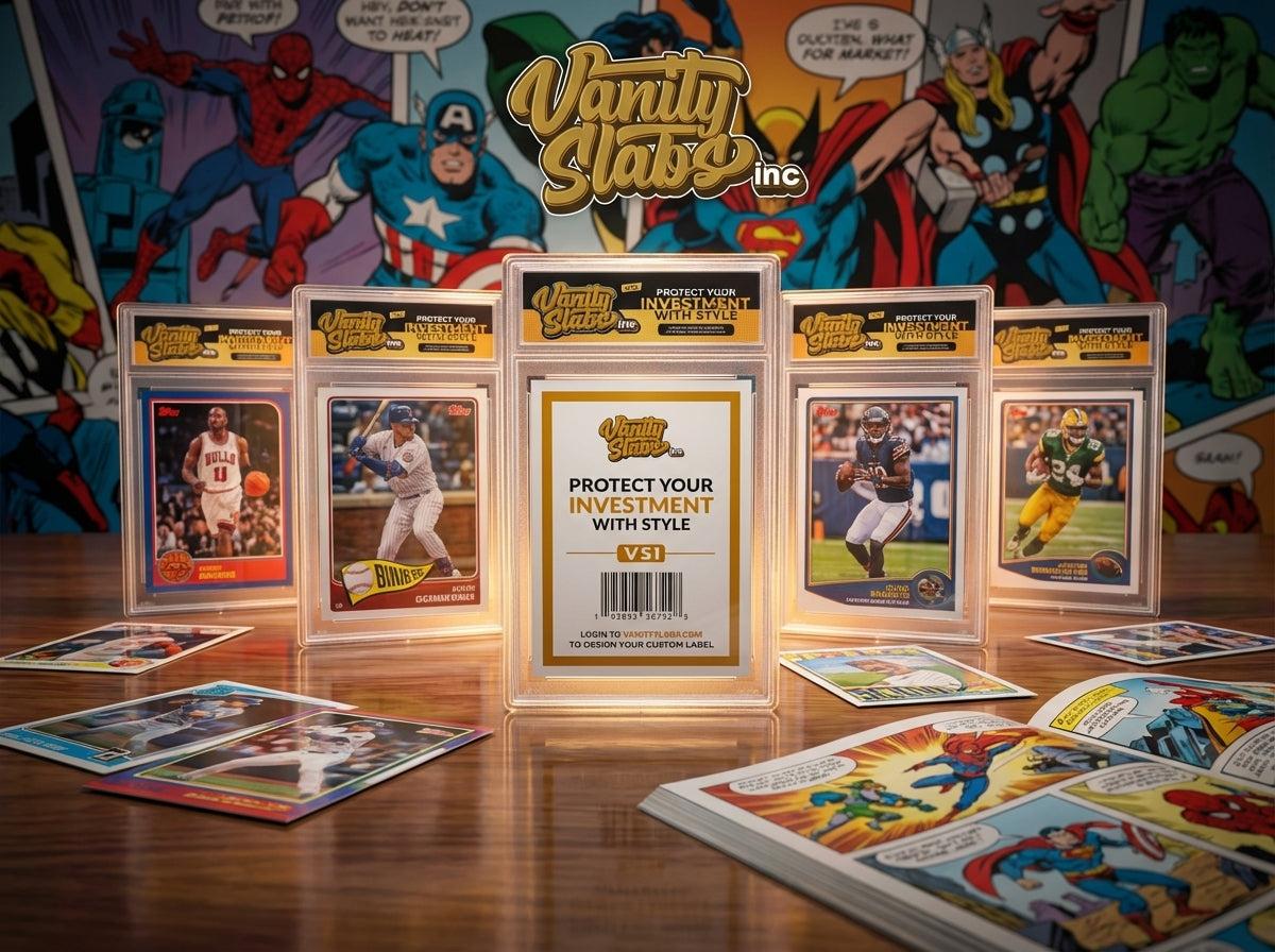 Vanity Slabs 5 Pack Bundle for Standard with Mystery Card Baseball Football Hockey Basketball