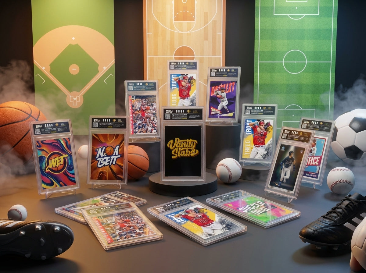 Vanity Slabs 3 Pack Slab Bundle for Standard 35pt Trading Cards includes Free Random Mystery Card