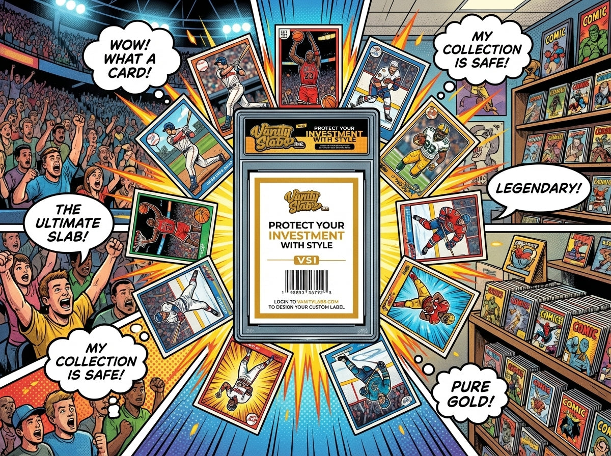 Vanity Slabs 5 Pack Bundle for Standard with Mystery Card Baseball Football Hockey Basketball