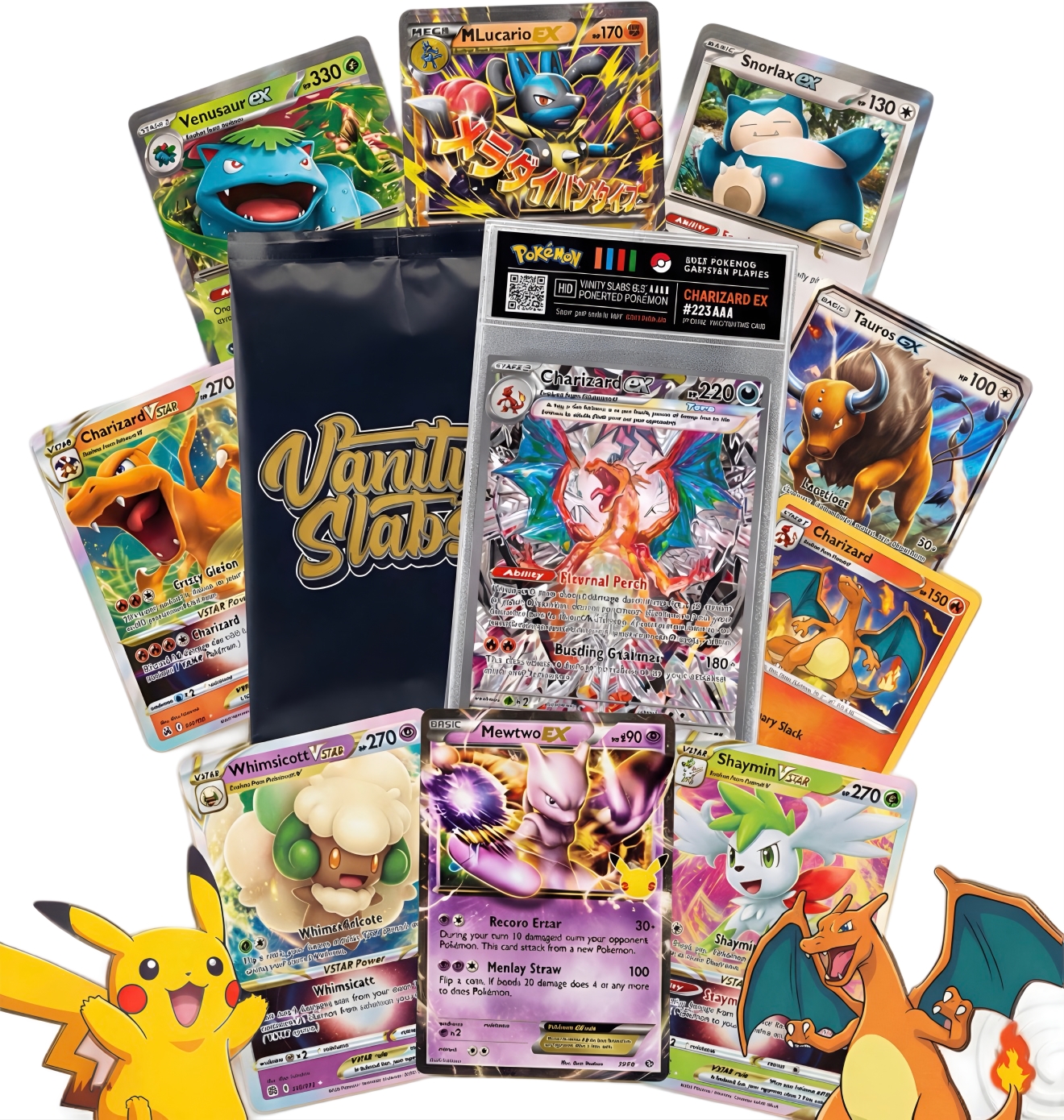 pokemon slab cards Vanity Slabs® Pokémon Mystery Pack – 1 Slab Hit + EX Card + 10 Hologra