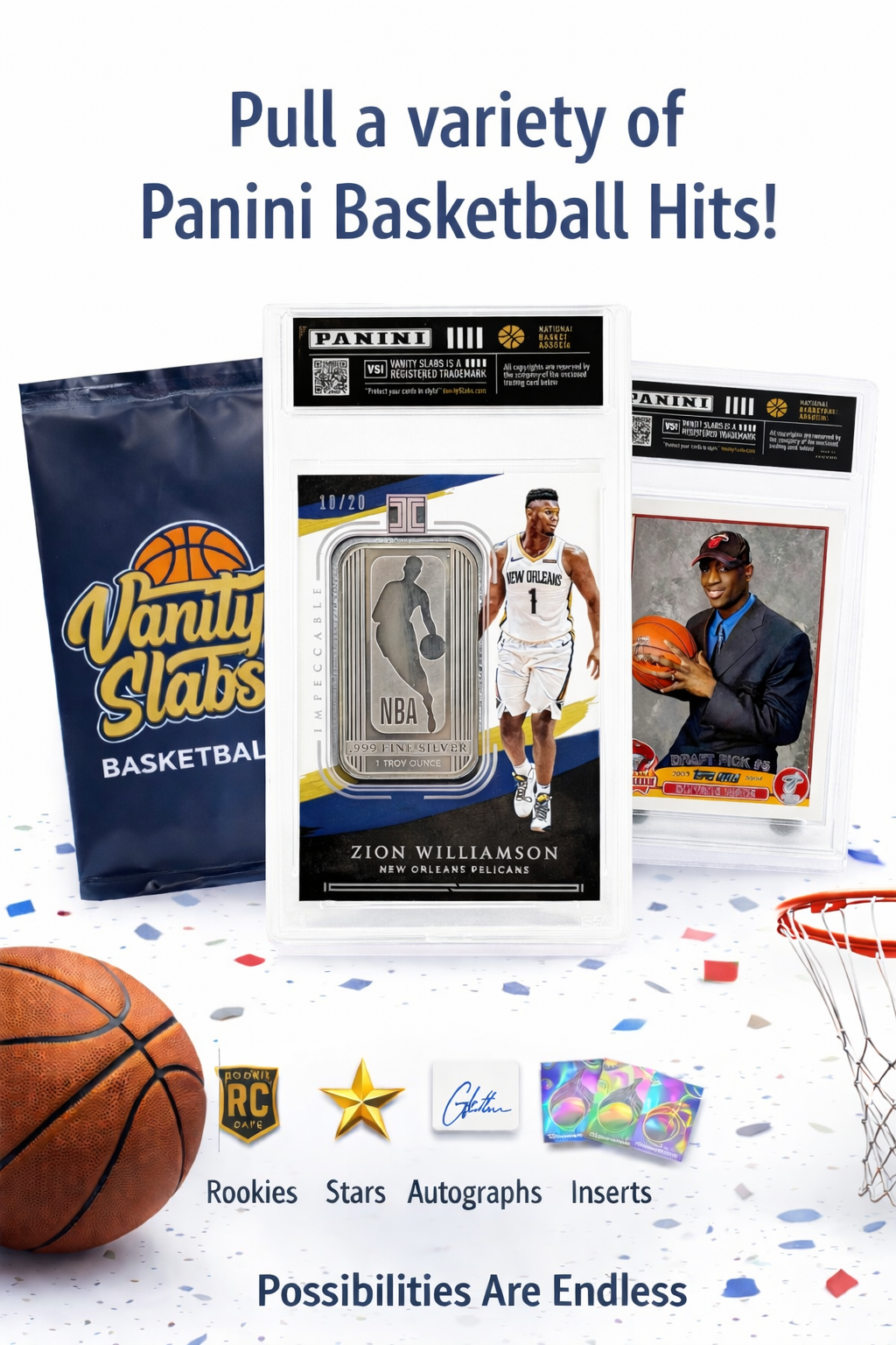 Panini Basketball Mystery Slab | 1x Parallel, Foil, or Holo in Display Slab | Rookies, Stars, Autographs or Inserts Guaranteed! | Perfect Gift for Kids & Collectors