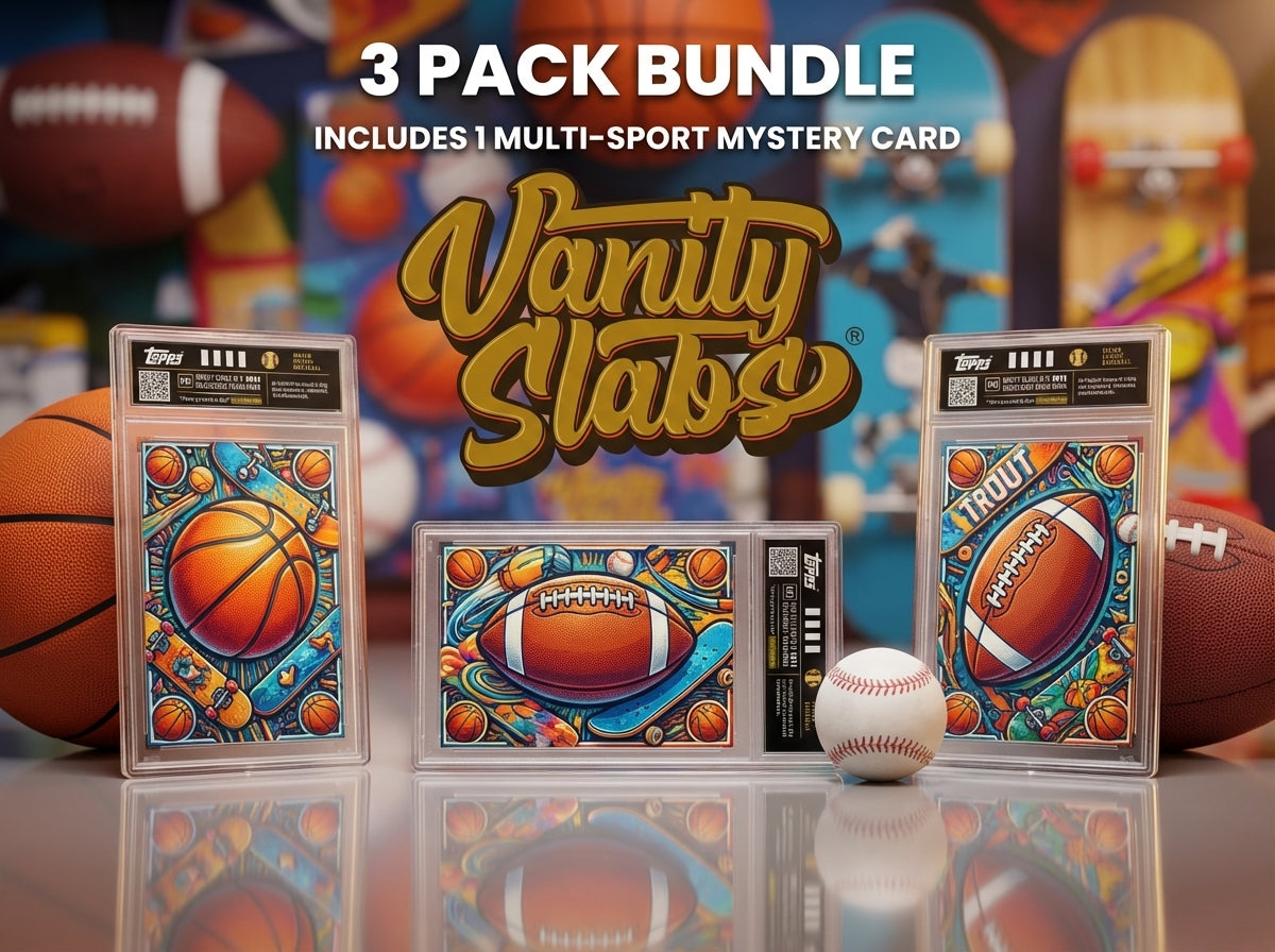 Vanity Slabs 3 Pack Slab Bundle for Standard 35pt Trading Cards includes Free Random Mystery Card