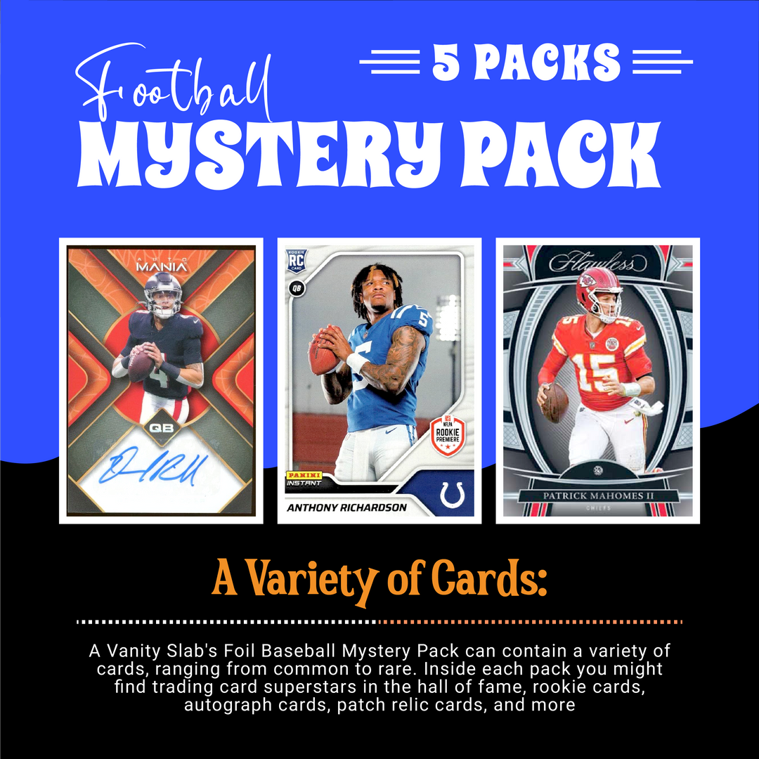 Football Mystery 5 Packs (Random Autographed, Relic & Rookie Trading Cards)