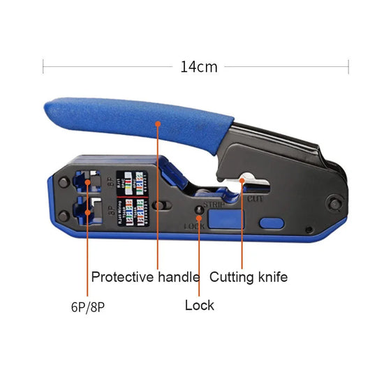 OULLX Multifunctional RJ45 RJ11 Connector Crystal Head 8C8P Network Tool With Wire Stripping Squeeze Crimper Electronics Pliers
