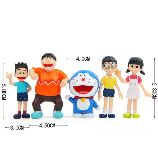 5pcs/Lot Creative Micro Garden Landscape Decoration Props Doraemon Family Portrait PVC Action Figures Toy Kid Christmas Gifts
