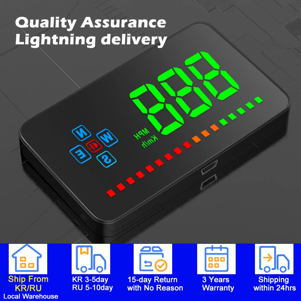 WiiYii A2 GPS HUD Head Up Display Digital Speedometer Electronics Auto Windshield Projector Speed Alarm Car Accessories