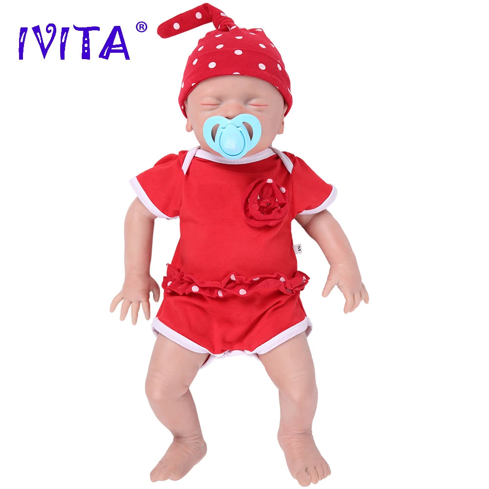 IVITA WG1514 18inch 2972g Silicone Soft Realistic Bebe Reborn Baby Doll Similar Real Girl Eyes Closed Juguetes Toys for Children