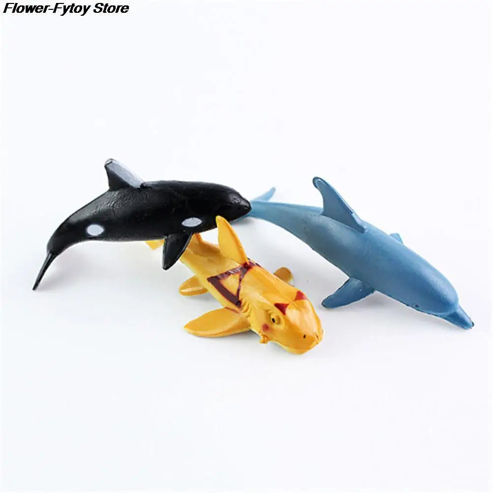 12/24pcs/lot  4-7cm PVC Pool Fish Toy Early Education Marine Animals Figure Gift For Children Kids Sea Life Model Toys
