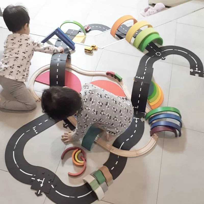 Kids DIY Traffic Roadway Track Puzzle Toys for Children Road Building Motorway Toy Removable Vehicle Cars Track Educational Toys