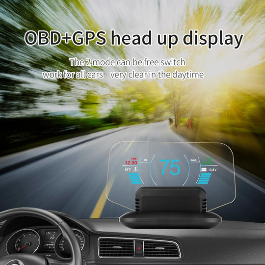 Newest Head Up Display OBD Car Electronics HUD Display Car Speedometers C1 Overspeed Warning OBD2+GPS Dual Mode GPS Speedometer