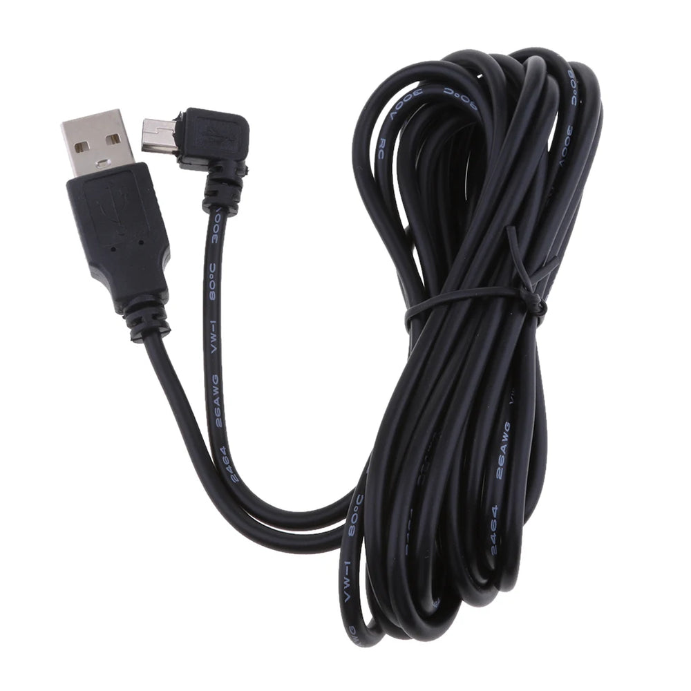 Universal 5V 2A Mini USB Chargers Cable 90 Degrees Right Head DVR GPS Charging Cables Car Electronics Accessories Easy Use