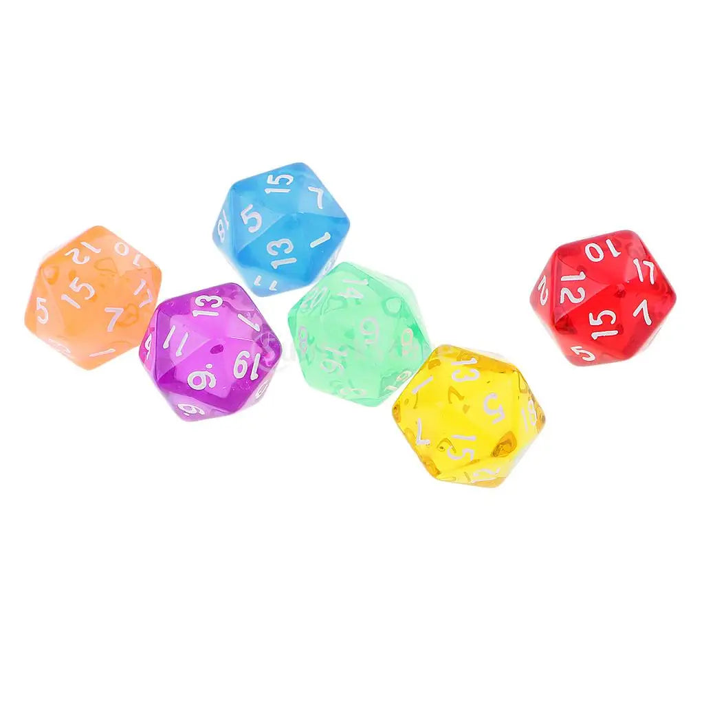 6pcs 20 Sided Dice D20 Polyhedral Dice for Dungeons and Dragons Table Games