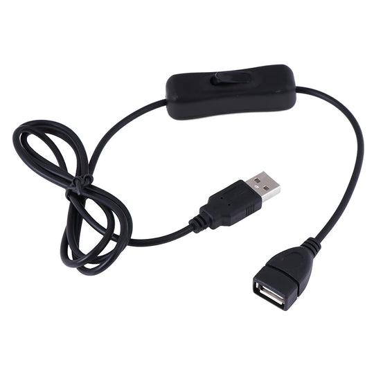 USB Cable Male to Female Switch ON OFF Cable Toggle LED Lamp Power 1M Line Black Electronics Date Converting