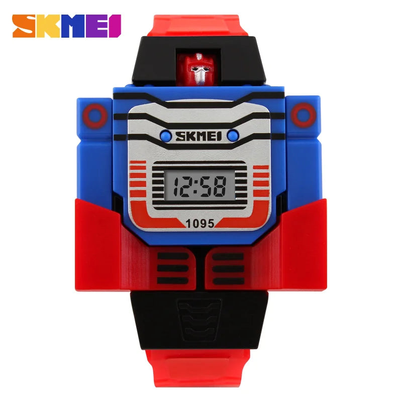 2021 Fashion LED Digit Kids Watch Sports Cartoon Children Watches Cute Relogio Relojes Robot Transformation Toys Boys Wristwatch