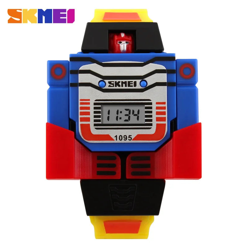 2021 Fashion LED Digit Kids Watch Sports Cartoon Children Watches Cute Relogio Relojes Robot Transformation Toys Boys Wristwatch