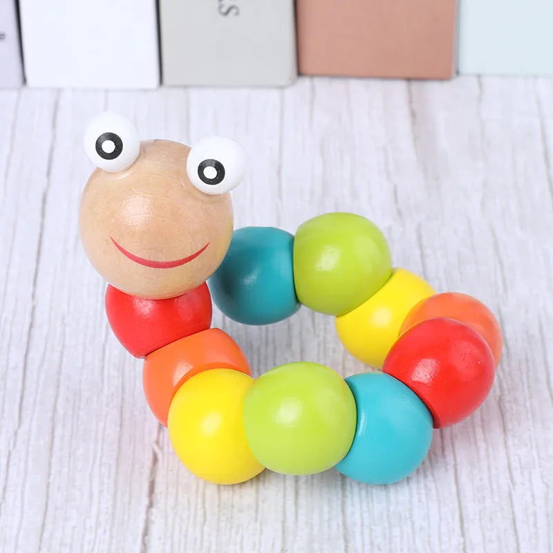 Montessori Toy Educational Wooden Toys for Children Early Learning Baby Exercise Fingers Flexible Twist Insects Games
