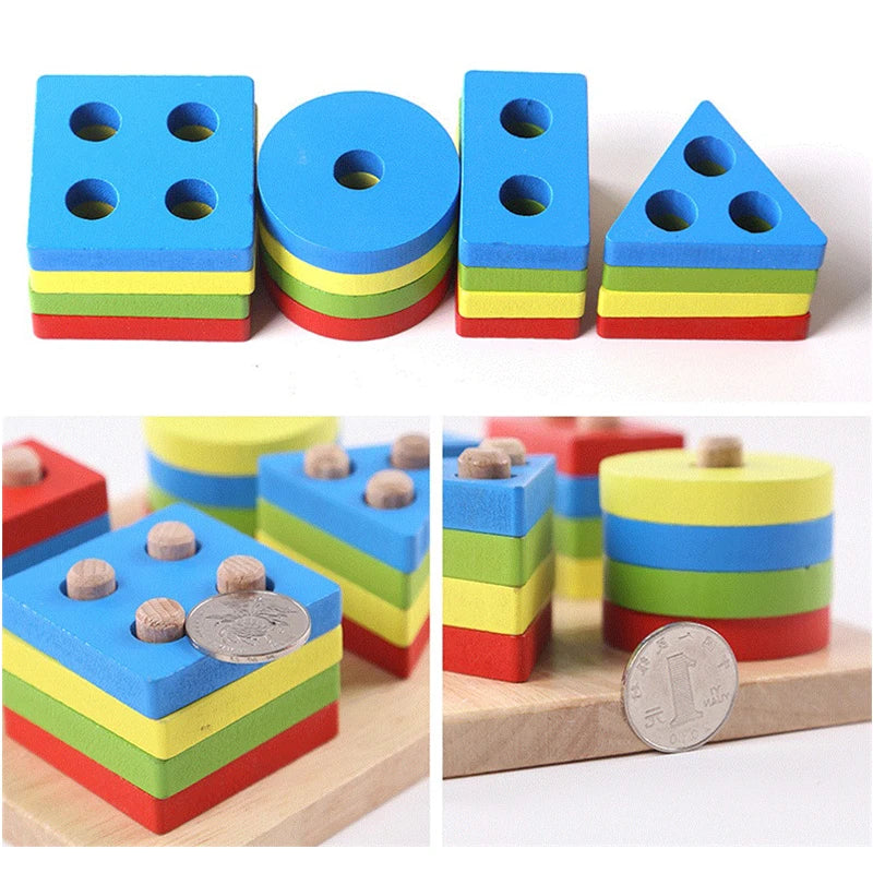 Montessori Toys Educational Wooden Toys for Children Early Learning Exercise Hands-on Ability Geometric Shapes Matching Games