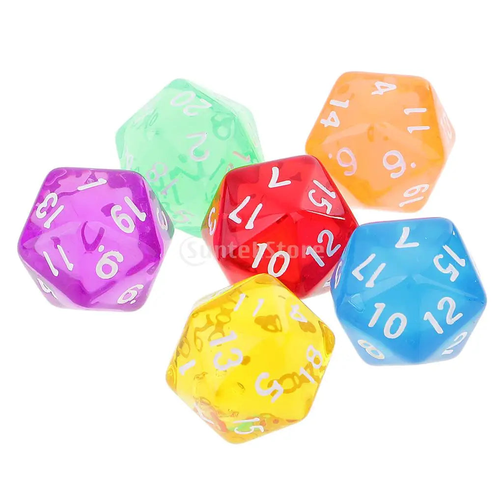 6pcs 20 Sided Dice D20 Polyhedral Dice for Dungeons and Dragons Table Games