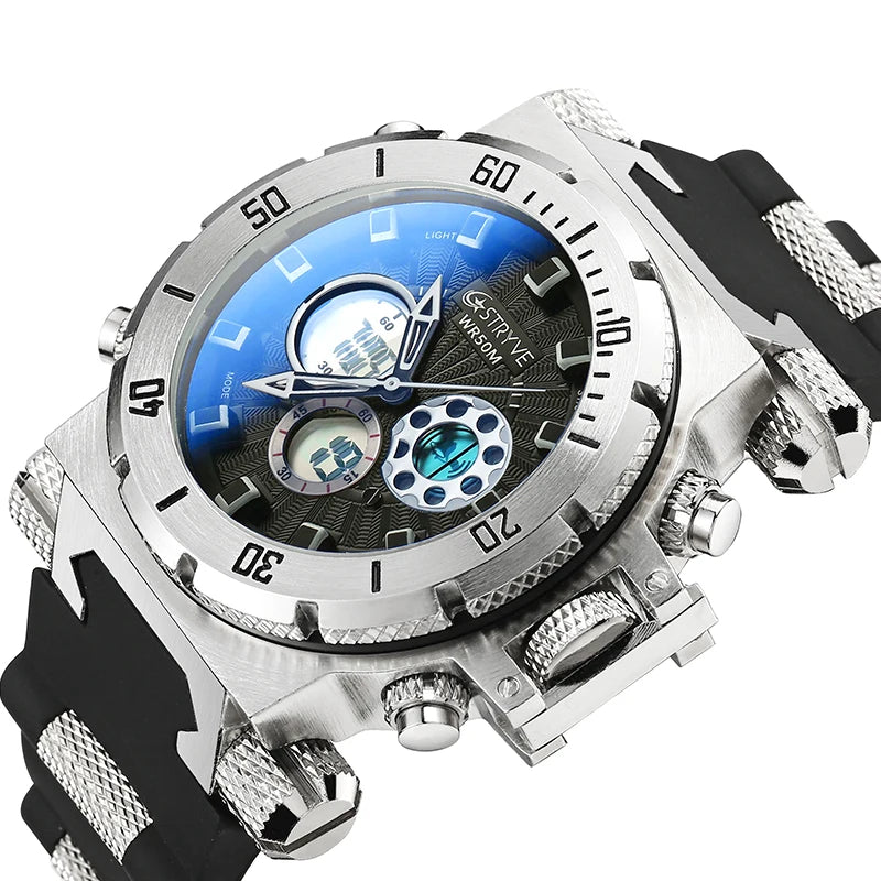 STRYVE Luxury Brand Mens Sports Watches Dive 50m Digital LED Military Watch Men Fashion Casual Electronics Wristwatches Relojes