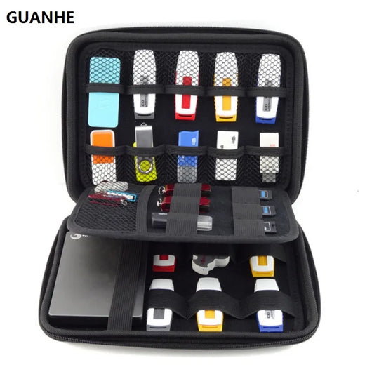 GUANHE Electronics Cable Organizer Bag USB Flash Drive Memory Card HDD Case Travel CASE
